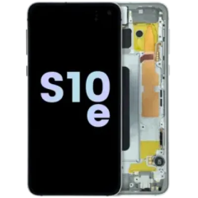 Дисплейний модуль (OLED) з рамкою для Samsung Galaxy S10E (Service Pack) (сріблястий)
