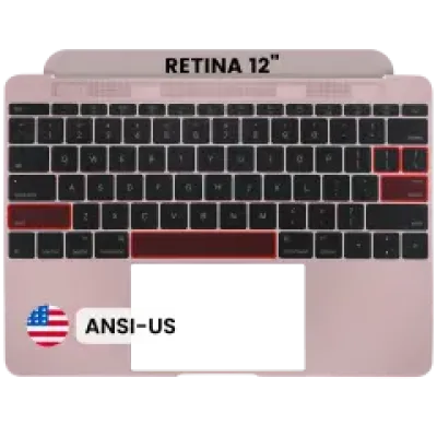 Топкейс з клавіатурою (ANSI US) для MacBook 12" A1534 (2016-2017) (Used OEM Pull: Grade A) (Rose Gold)