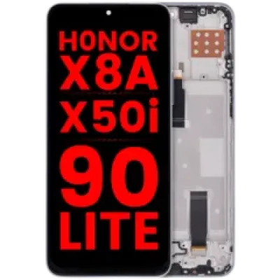 Дисплейний модуль (LCD) з рамкою для Honor X8A / X50i / 90 Lite (Aftermarket Plus) (Titanium Silver)