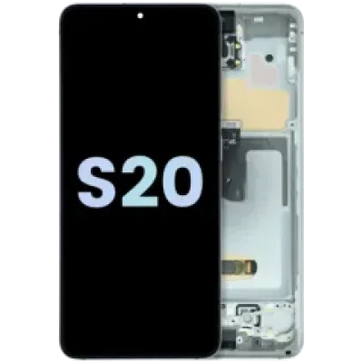 Дисплейний модуль (OLED) з рамкою для Samsung Galaxy S20 (Service Pack) (Cloud White)