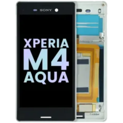 Дисплейний модуль з рамкою для Sony Xperia M4 Aqua (Genuine) (білий)