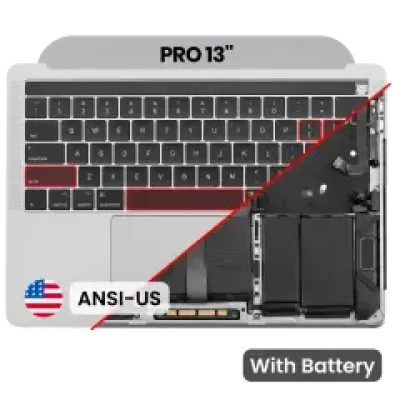 Топкейс з акумулятором і клавіатурою (ANSI US) для MacBook Pro 13" A1989 (2018-2019) (Used OEM Pull: Grade B/C) (сріблястий)
