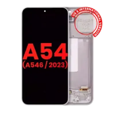 Дисплейний модуль (OLED) з рамкою для Samsung Galaxy A54 5G (A546 / 2023) (US & International Version) (Aftermarket Plus) (білий)