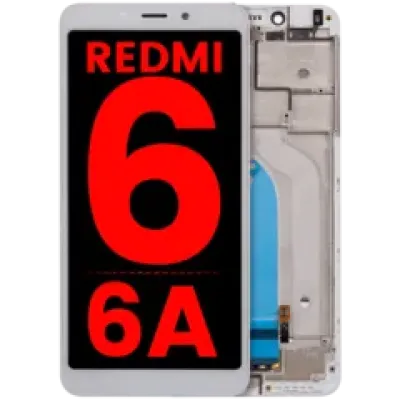 Дисплейний модуль з рамкою для Xiaomi Redmi 6 / 6A (LCD) (Aftermarket Plus) (білий)