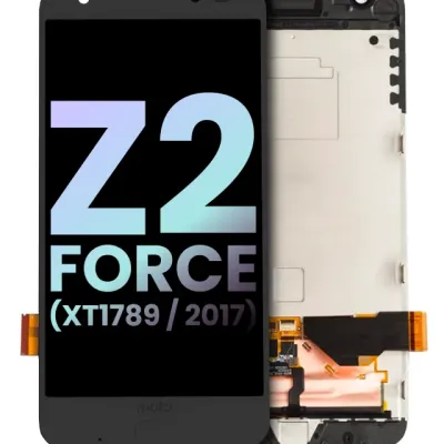 Дисплейний модуль (OLED) з рамкою і сканером відбитків для Motorola Moto Z2 Force (XT1789 / 2017) (Genuine OEM) (чорний)