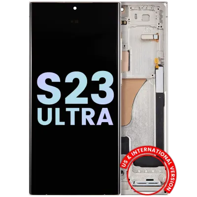 Дисплейний модуль (OLED) з рамкою для Samsung Galaxy S23 Ultra 5G (US & International) (Service Pack) (Cream)