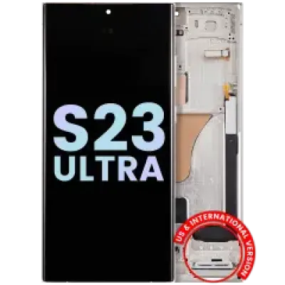 Дисплейний модуль (OLED) з рамкою для Samsung Galaxy S23 Ultra 5G (US & International) (Service Pack) (Cream)