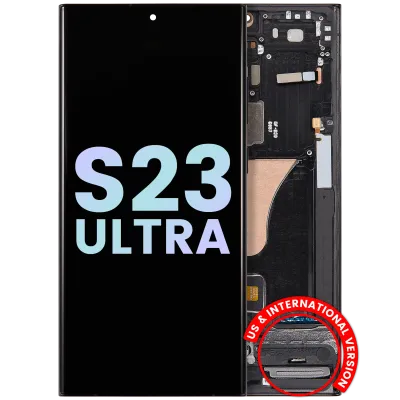 Дисплейний модуль (OLED) з рамкою для Samsung Galaxy S23 Ultra 5G (US & International) (Service Pack) (Graphite)