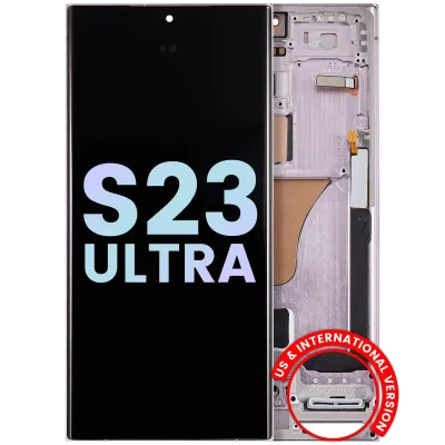 Дисплейний модуль (OLED) з рамкою для Samsung Galaxy S23 Ultra 5G (US & International) (Service Pack) (Lavender)
