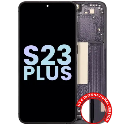 Дисплейний модуль (OLED) з рамкою для Samsung Galaxy S23 Plus 5G (US & International) (Service Pack) (Phantom Black)