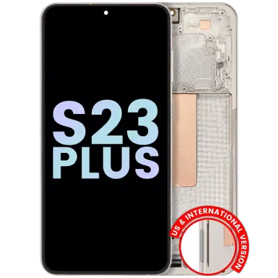 Дисплейний модуль (OLED) з рамкою для Samsung Galaxy S23 Plus 5G (US & International) (Service Pack) (Cream)