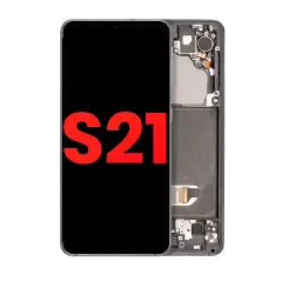 Дисплейний модуль (OLED) з рамкою для Samsung Galaxy S21 5G (Aftermarket Plus) (Phantom Gray)