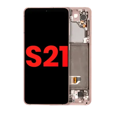Дисплейний модуль (OLED) з рамкою для Samsung Galaxy S21 5G (Aftermarket Plus) (Phantom Pink)