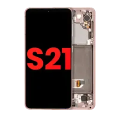 Дисплейний модуль (OLED) з рамкою для Samsung Galaxy S21 5G (Aftermarket Plus) (Phantom Pink)