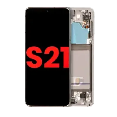 Дисплейний модуль (OLED) з рамкою для Samsung Galaxy S21 5G (Aftermarket Plus) (Phantom White)