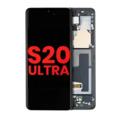 Дисплейний модуль (OLED) з рамкою для Samsung Galaxy S20 Ultra 5G (Aftermarket Plus) (Cosmic Black)