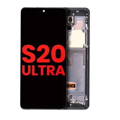 Дисплейний модуль (OLED) з рамкою для Samsung Galaxy S20 Ultra 5G (Aftermarket Plus) (Cosmic Gray)
