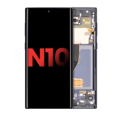 Дисплейний модуль (OLED) з рамкою для Samsung Galaxy Note 10 (Aftermarket Plus) (Aura Black)