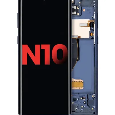 OLED Assembly With Frame For Samsung Galaxy Note 10 (Aftermarket Plus) (Aura Glow / Silver)