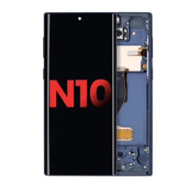 Дисплейний модуль (OLED) з рамкою для Samsung Galaxy Note 10 (Aftermarket Plus) (Aura Glow / Silver)