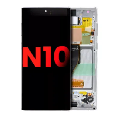 Дисплейний модуль (OLED) з рамкою для Samsung Galaxy Note 10 (Aftermarket Plus) (Aura White)