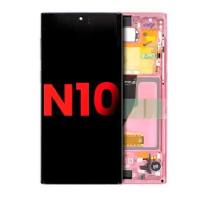 Дисплейний модуль (OLED) з рамкою для Samsung Galaxy Note 10 (Aftermarket Plus) (Aura Pink)
