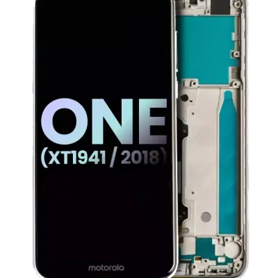 LCD Assembly With Frame For Motorola One (XT1941 / 2018) (Genuine OEM) (White)
