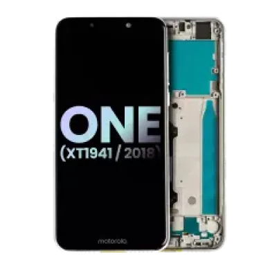 Дисплейний модуль (LCD) з рамкою для Motorola One (XT1941 / 2018) (Genuine OEM) (білий)