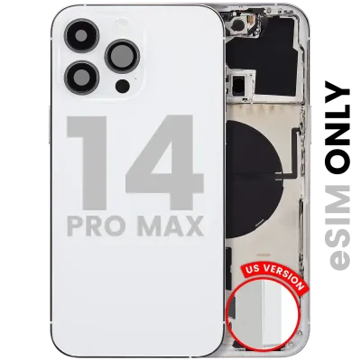 Back Housing W/ Small Parts For iPhone 14 Pro Max (US Version) (Used OEM Pull: Grade A) (Silver)