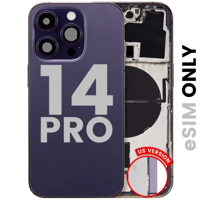Back Housing W/ Small Parts For iPhone 14 Pro (US Version) (Used OEM Pull: Grade B) (Deep Purple)