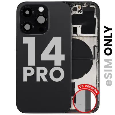 Back Housing W/ Small Parts For iPhone 14 Pro (US Version) (Used OEM Pull: Grade C) (Space Black)