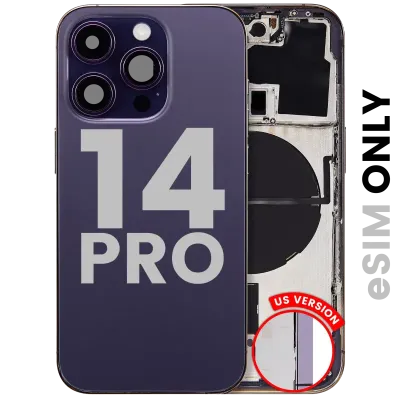 Back Housing W/ Small Parts For iPhone 14 Pro (US Version) (Used OEM Pull: Grade C) (Deep Purple)
