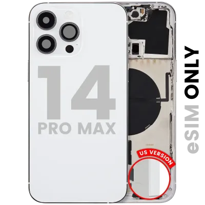 Back Housing W/ Small Parts For iPhone 14 Pro Max (US Version) (Used OEM Pull: Grade C) (Silver)