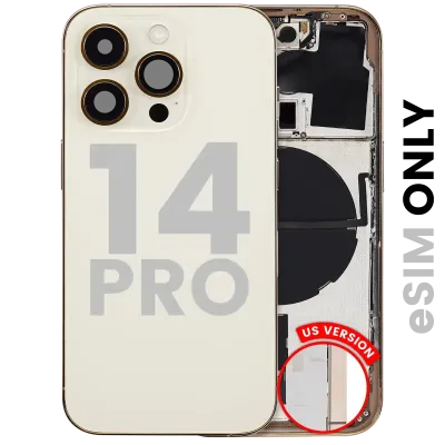 Back Housing W/ Small Parts For iPhone 14 Pro (US Version) (Used OEM Pull: Grade B) (Gold)