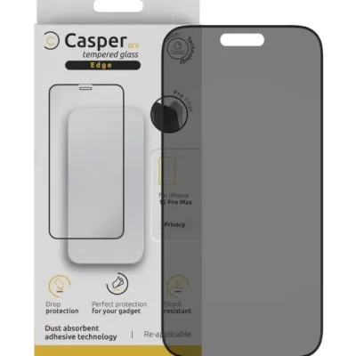 Casper Pro Edge загартоване скло для iPhone 15 Pro Max (Retail Packaging) (Privacy)