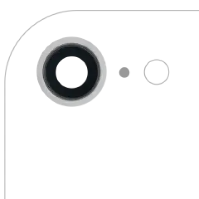 Скло камери з кріпленням і рамкою для iPhone 8 / SE (2020) / SE (2022) (Aftermarket Plus) (сріблястий) (10 шт)