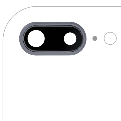 Скло камери з кріпленням і рамкою для iPhone 8 Plus (Aftermarket Plus) (Space Gray) (10 шт)