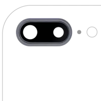 Скло камери з кріпленням і рамкою для iPhone 8 Plus (Aftermarket Plus) (Space Gray) (10 шт)