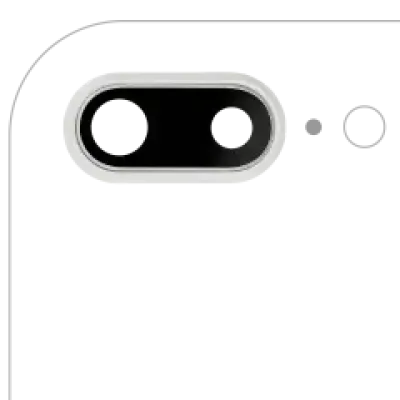 Скло камери з кріпленням і рамкою для iPhone 8 Plus (Aftermarket Plus) (сріблястий) (10 шт)