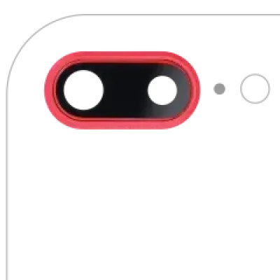 Скло камери з кріпленням і рамкою для iPhone 8 Plus (Aftermarket Plus) (червоний) (10 шт)