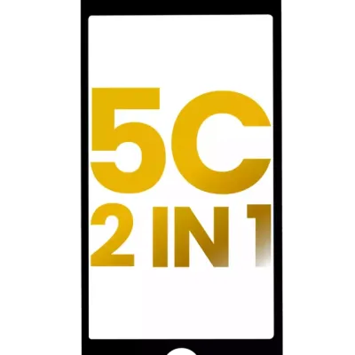 2 in 1 (Front Glass + Frame Pre-Installed) For iPhone 5C (Black) (2 Pack)