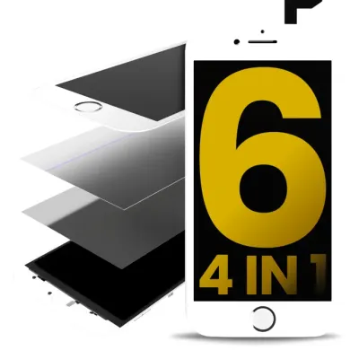 4 in 1 (Front Glass + Polarizer + Frame + OCA Pre-Installed) For iPhone 6 (White) (2 Pack)