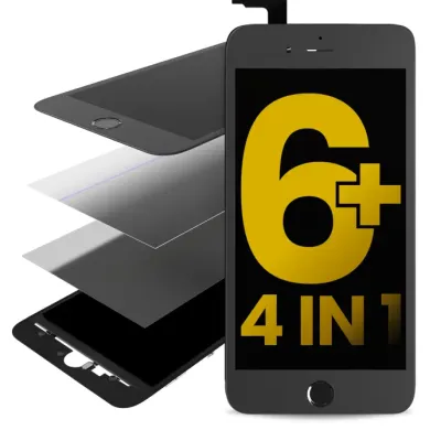 4 in 1 (Front Glass + Frame + Polarizer + OCA Pre-Installed) For iPhone 6 Plus (Black) (2 Pack)