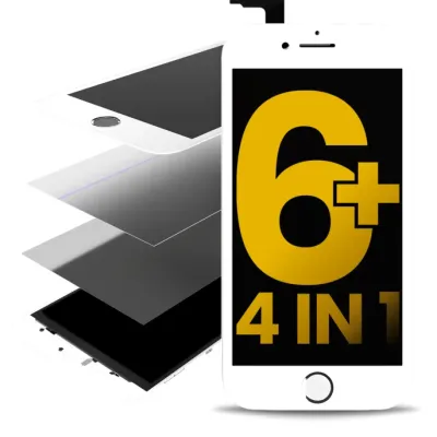 4 in 1 (Front Glass + Frame + Polarizer + OCA Pre-Installed) For iPhone 6 Plus (White) (2 Pack)