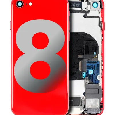 Back Housing With Small Components Pre-Installed For iPhone 8 (No Logo) (Aftermarket Plus) (Red)