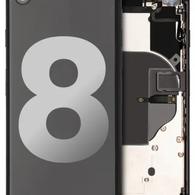 Back Housing W/ Small Components Pre-Installed For iPhone 8 (Used OEM Pull: Grade C) (Space Gray)