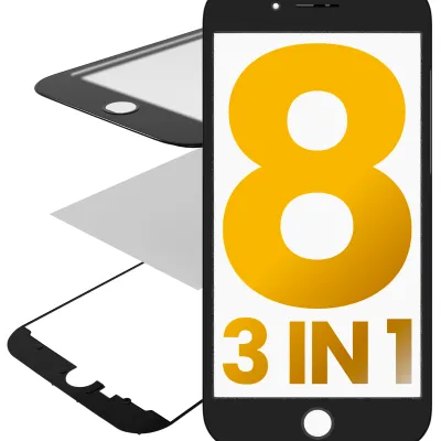 OCA Master 3-in-1 (скло з OCA передвстановленим + рамка) для iPhone 8 (чорний) (2 шт)