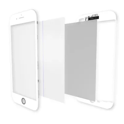 4 in 1 (Front Glass + Frame + Polarizer + OCA Pre-Installed) For iPhone 7 (Premium) (White) (2 Pack)