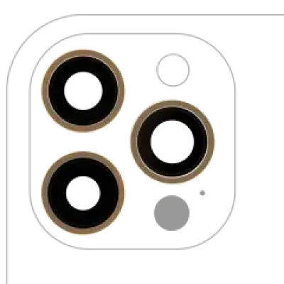 Скло основної камери з крепленням і рамкою для iPhone 12 Pro Max (набір 3 шт) (Real Sapphire) (Premium) (золотий)