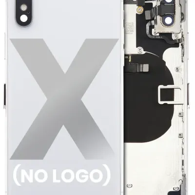Back Housing With Small Components Pre-Installed For iPhone X (No Logo) (Aftermarket Plus) (Silver)